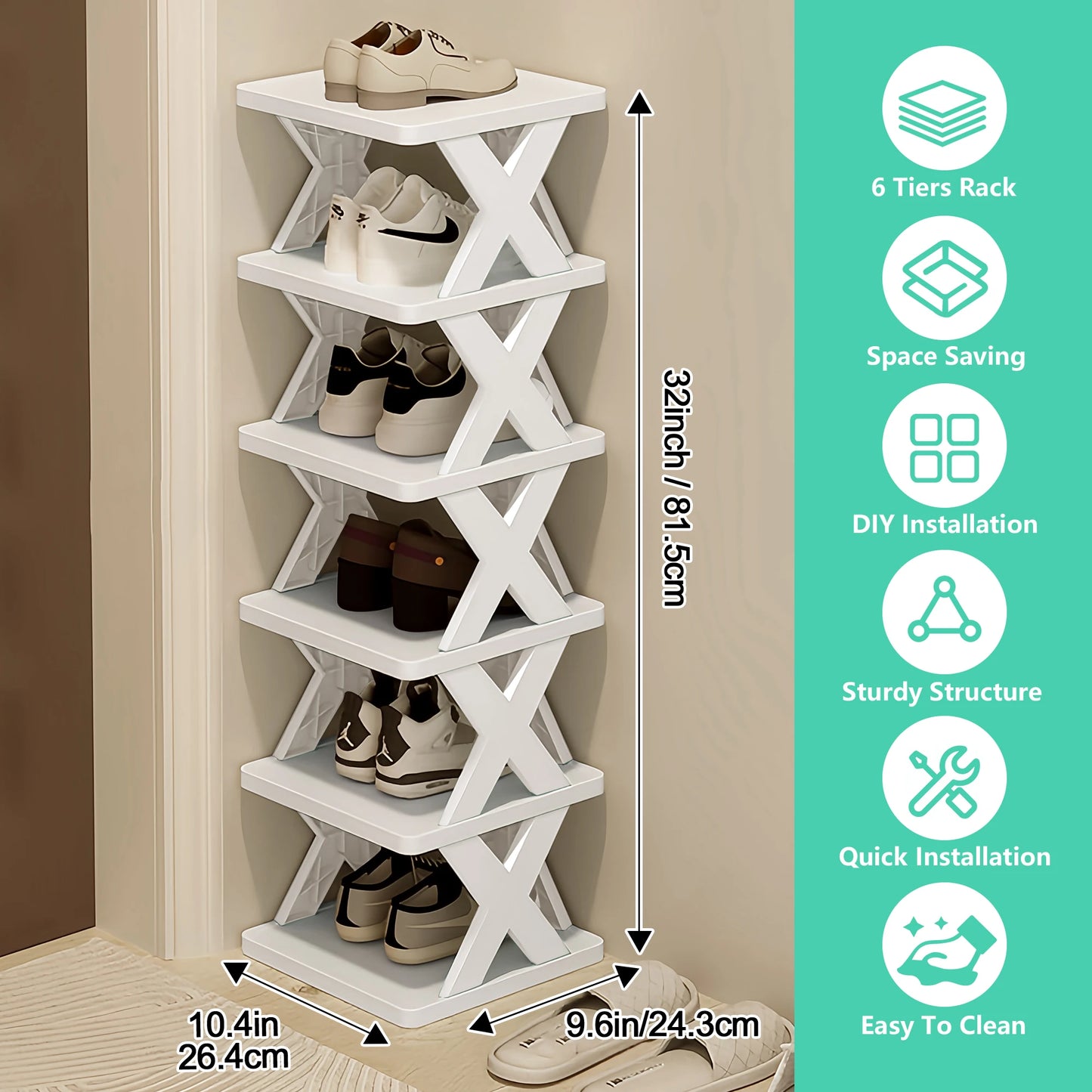 Foldable Multi-Layer Shoe Cabinet for Home, Narrow Entryway Space-Saving Shelf