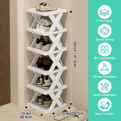 Foldable Multi-Layer Shoe Cabinet for Home, Narrow Entryway Space-Saving Shelf