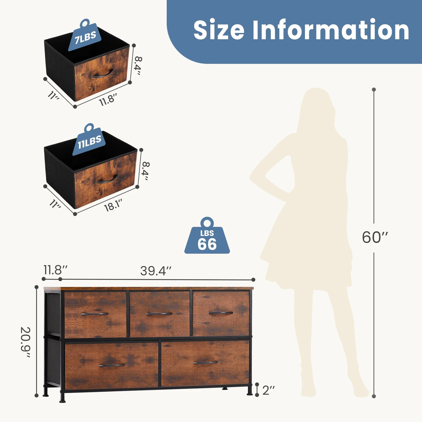 Living Room Display Cabinet Layers With 5 Fabric Drawers