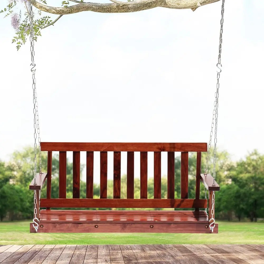Outdoor Wooden Porch Swing 4t Patio Porch Swing Bench 800 LBS Load-Bearing acity Swing Chair Two-Person Seating with Adjustable