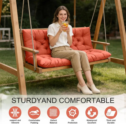 Outdoor Swing Cushions with Backrest, 3-Seat Bench Pad for Patio Garden Backyard