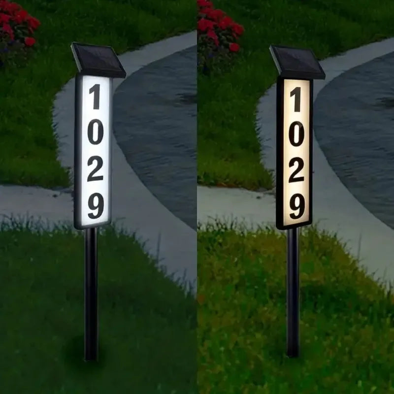1PC Solar-Powered Dual-Light LED Address Sign with Stake Outdoor Illuminated House Number Letter Light for For Houses and Home