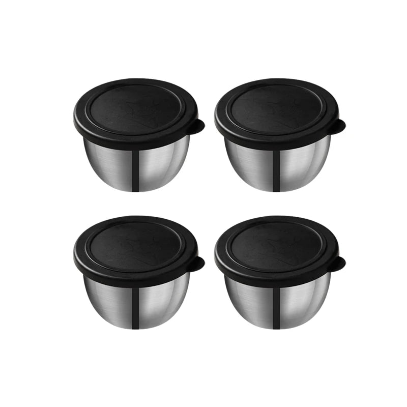 Stainless Steel Sauce Cup with Lid Salad Dressing Container Reusable Salad Dipping Dish Portable Barbecue Spice Jar Kitchen Tool
