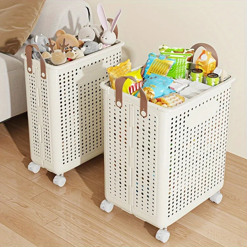 storage laundry basket foldable with wheels