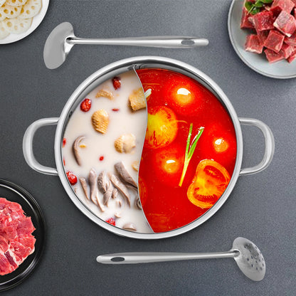 Stainless Steel Hot Pot with Divider Glass Lid