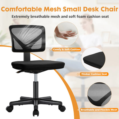 Lumbar Support Armless Low Back with Wheels Adjustable Height 360° Rolling Swivel Computer Chair
