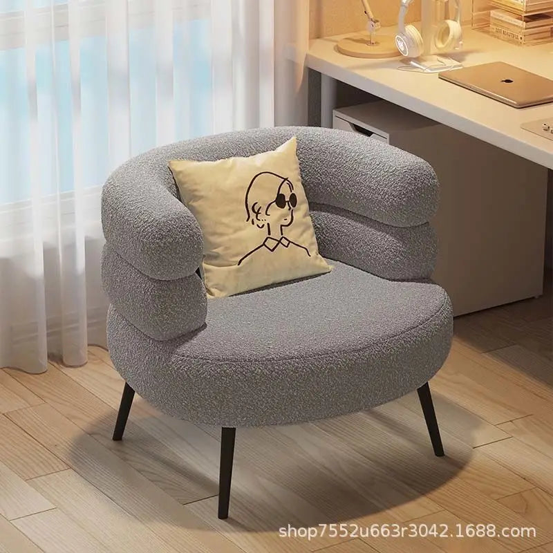 Internet celebrity backrest sofa lamb wool lazy sofa chair living room bedroom cloakroom casual makeup chair dresser chair