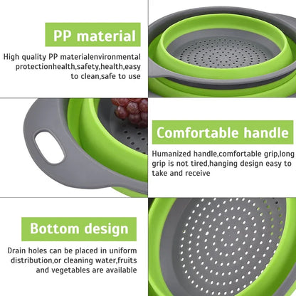 Foldable Strainer Fruit Vegetable Washing Basket Colander Collapsible Drainer
