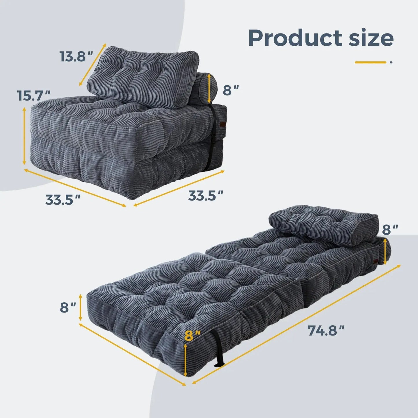 Sofa Bed Sleeper Chair - Portable Fold Out Mattress