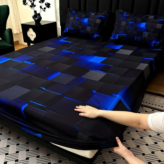 3pcs Cool Technology Digital 1pc Bed Sheet+2pcs Pillowcase