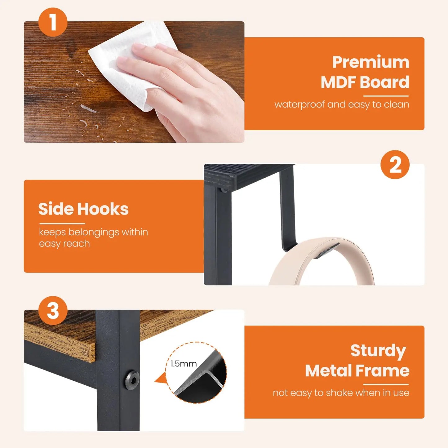 Computer Desk with 2 Drawers For Study Office Gaming Wood Table with Adjustable Position Drawers