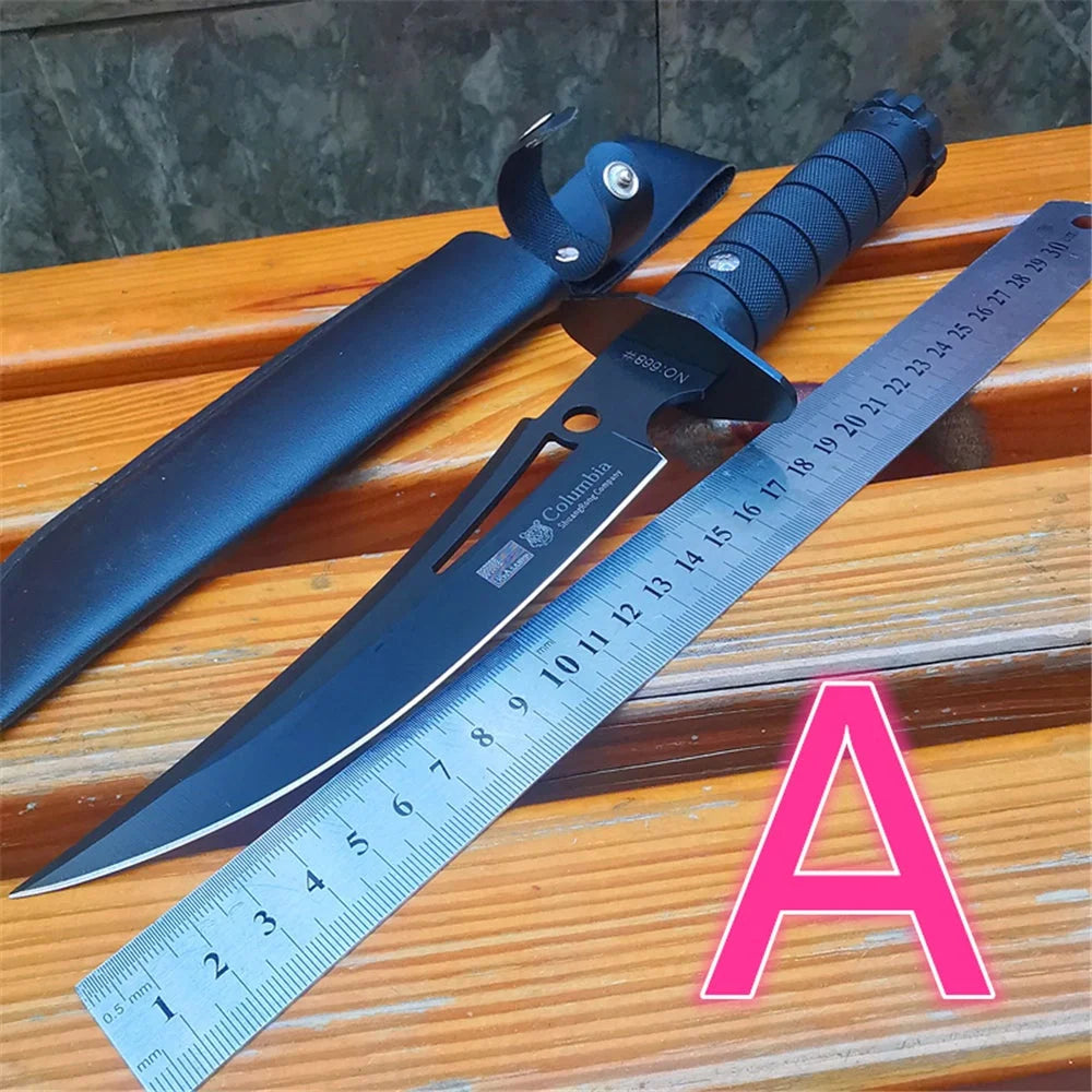 Fixed Blade Knives 420HC Stainless Steel Outdoor Survival Camping Knife with ABS Handle Nylon Sheath