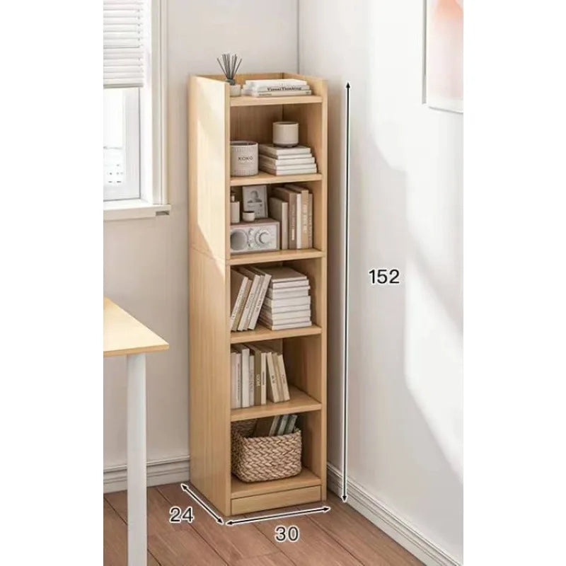 Small bookshelf between cracks, simple household storage shelf, floor-to-ceiling bedroom locker shelf, narrow bookcase