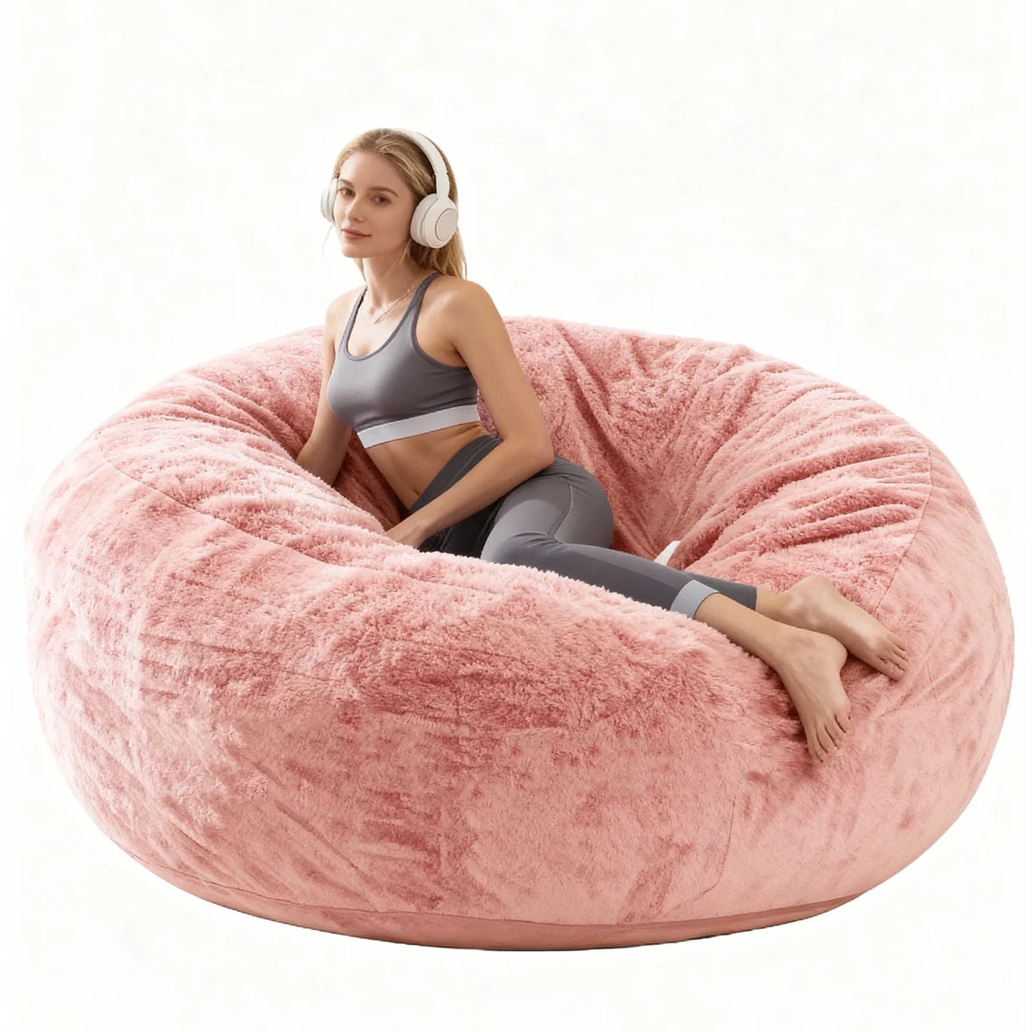 120CM×120CM×60CM, adult beanbag chair with padded beanbag inside, memory foam chair, soft flannel washable cover, ideal reading seat for bedrooms and dorms.