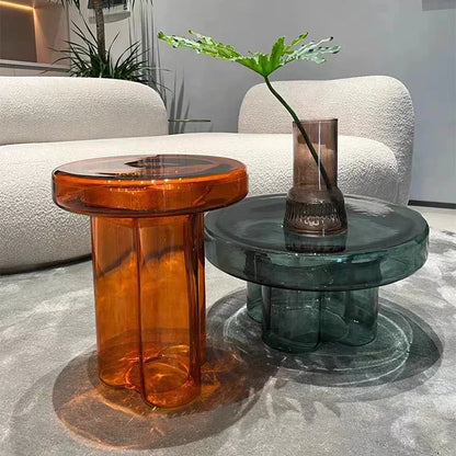 Nordic Creative Glass Coffee Table Living Room Sofa Side Tables Combination Handmade Coffee Table Round Light Luxury Tables