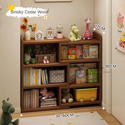 Solid wood corner bookshelf, storage rack, floor-standing storage cabinet, home bookcase, wall corner extendable cabinet