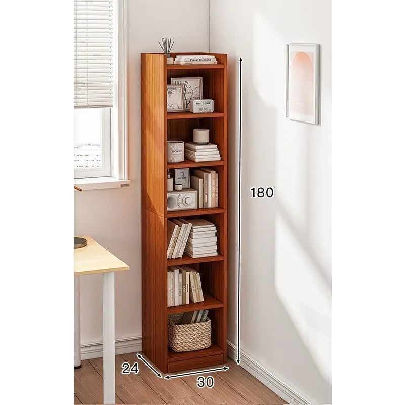 Small bookshelf between cracks, simple household storage shelf, floor-to-ceiling bedroom locker shelf, narrow bookcase