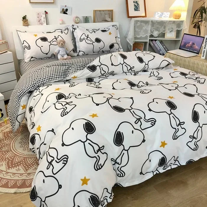 Cartoon Snoopy Set quilt cover sheet pillowcase 4PCS