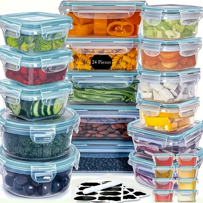 48Pcs Food Storage Set - 24 Airtight Containers & Lids