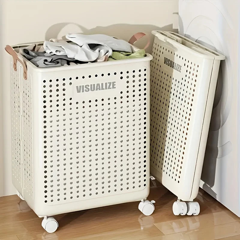 storage laundry basket foldable with wheels