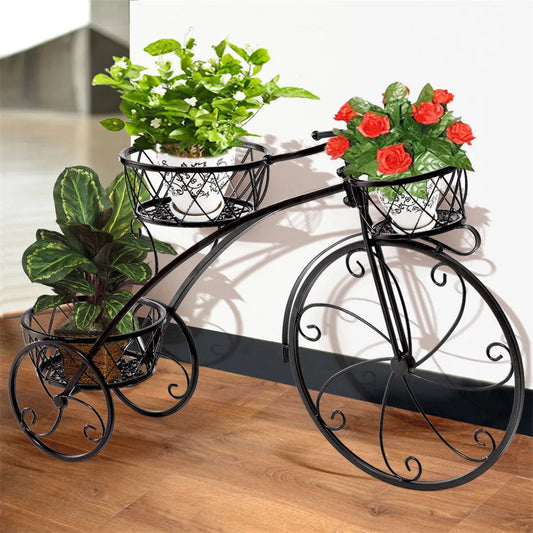 3-Tier Bicycle Plant Stand Wrought Iron Tricycle Planter