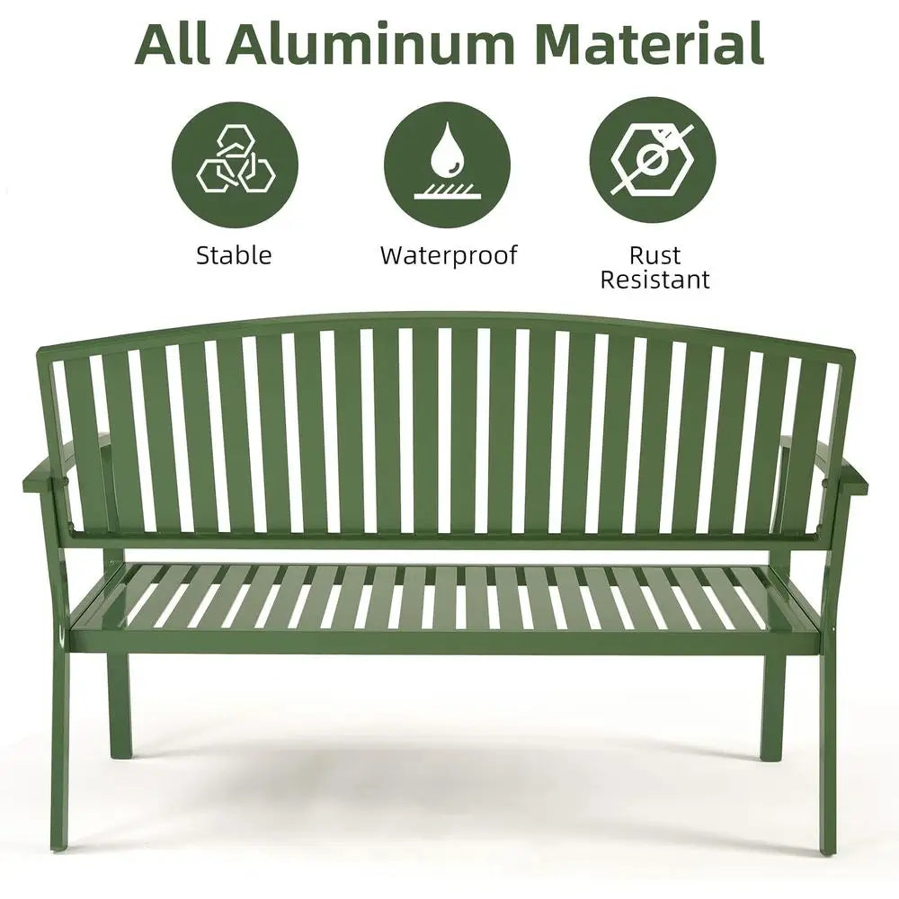 Weatherproof Outdoor Patio Garden Bench, Perfect for Lawn, Backyard, Park, and Balcony (Green)