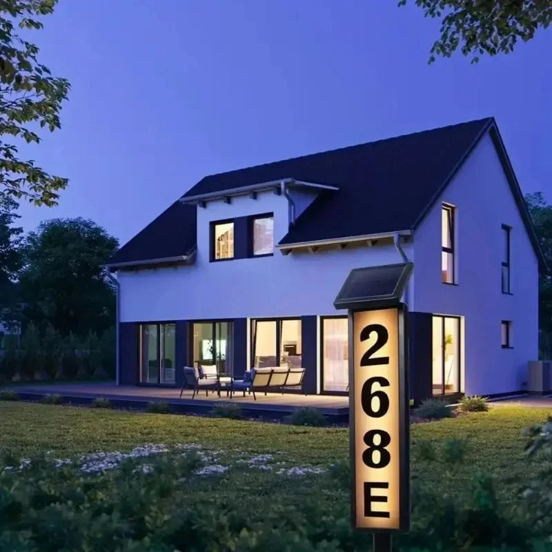 1PC Solar-Powered Dual-Light LED Address Sign with Stake Outdoor Illuminated House Number Letter Light for For Houses and Home