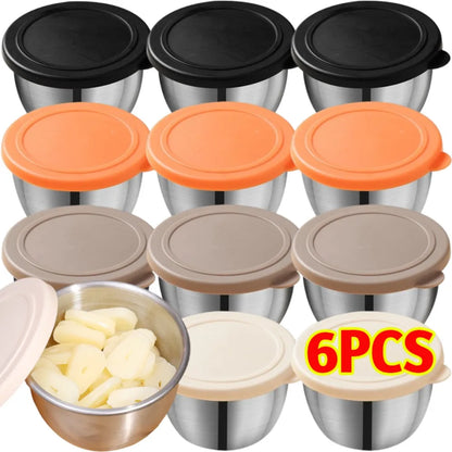 Stainless Steel Sauce Cup with Lid Salad Dressing Container Reusable Salad Dipping Dish Portable Barbecue Spice Jar Kitchen Tool