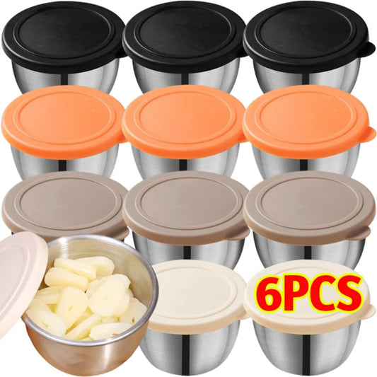 Stainless Steel Sauce Cup with Lid Salad Dressing Container Reusable Salad Dipping Dish Portable Barbecue Spice Jar Kitchen Tool