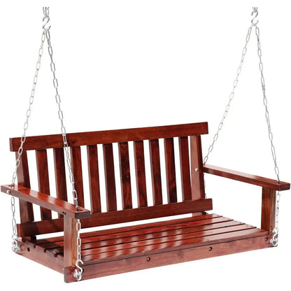 Outdoor Wooden Porch Swing 4t Patio Porch Swing Bench 800 LBS Load-Bearing acity Swing Chair Two-Person Seating with Adjustable