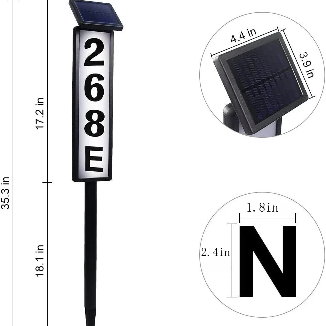 1PC Solar-Powered Dual-Light LED Address Sign with Stake Outdoor Illuminated House Number Letter Light for For Houses and Home