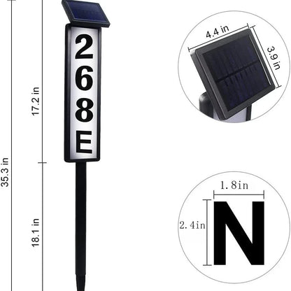 1PC Solar-Powered Dual-Light LED Address Sign with Stake Outdoor Illuminated House Number Letter Light for For Houses and Home