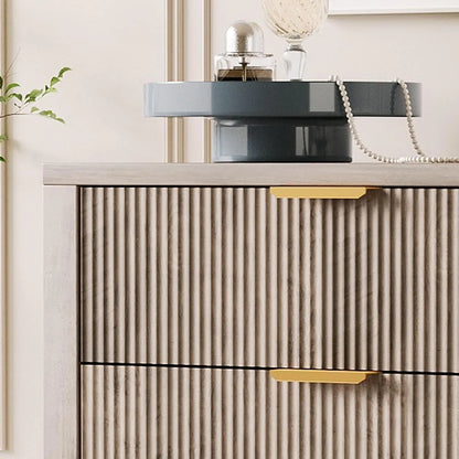5 Drawers Oak Tall Wooden Dressers with Gold Handles for Closet Storage Cabinet Organizer Drawers for Living Room Bedroom