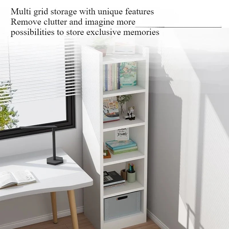 Small bookshelf between cracks, simple household storage shelf, floor-to-ceiling bedroom locker shelf, narrow bookcase