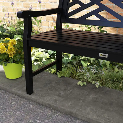 Outdoor Garden Bench, Wooden Frame Patio Bench with Geometric Pattern, 43.25 Inch Weatherproof 2Person Love Seat for Garden, La
