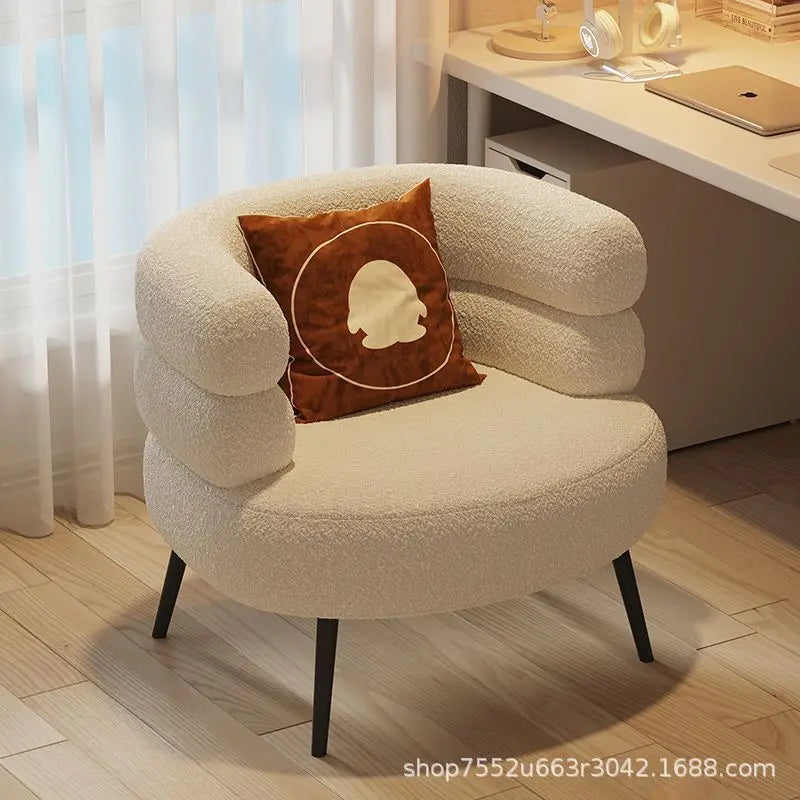Internet celebrity backrest sofa lamb wool lazy sofa chair living room bedroom cloakroom casual makeup chair dresser chair