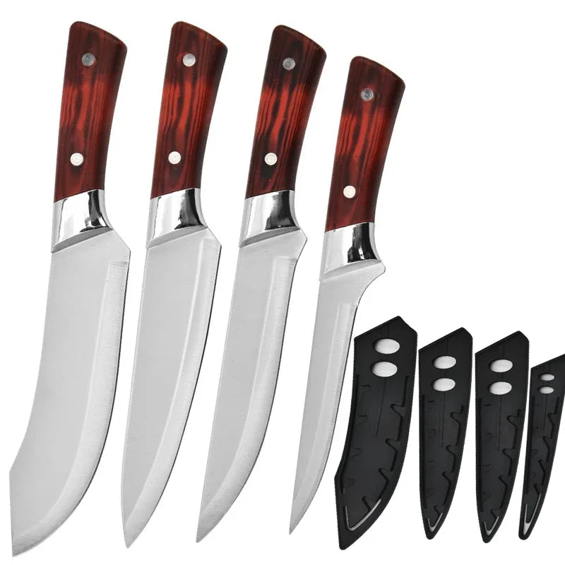1-4pcs Kitchen Knives Forged Boning Knife Stainless Steel Chef's Knife for Cooking Fruit Knife BBQ Meat Cleaver Butcher Knives