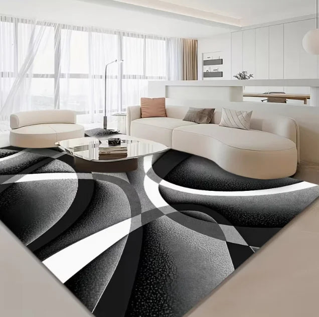 Modern Minimalist Carpet Golden Geometric Line Living Rooms Bedrooms Offices Dining Rooms, Gaming Rooms Balconies and Carpets