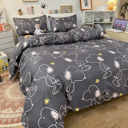 Cartoon Snoopy Set quilt cover sheet pillowcase 4PCS