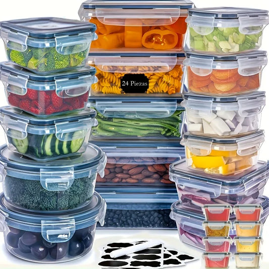 48Pcs Food Storage Set - 24 Airtight Containers & Lids