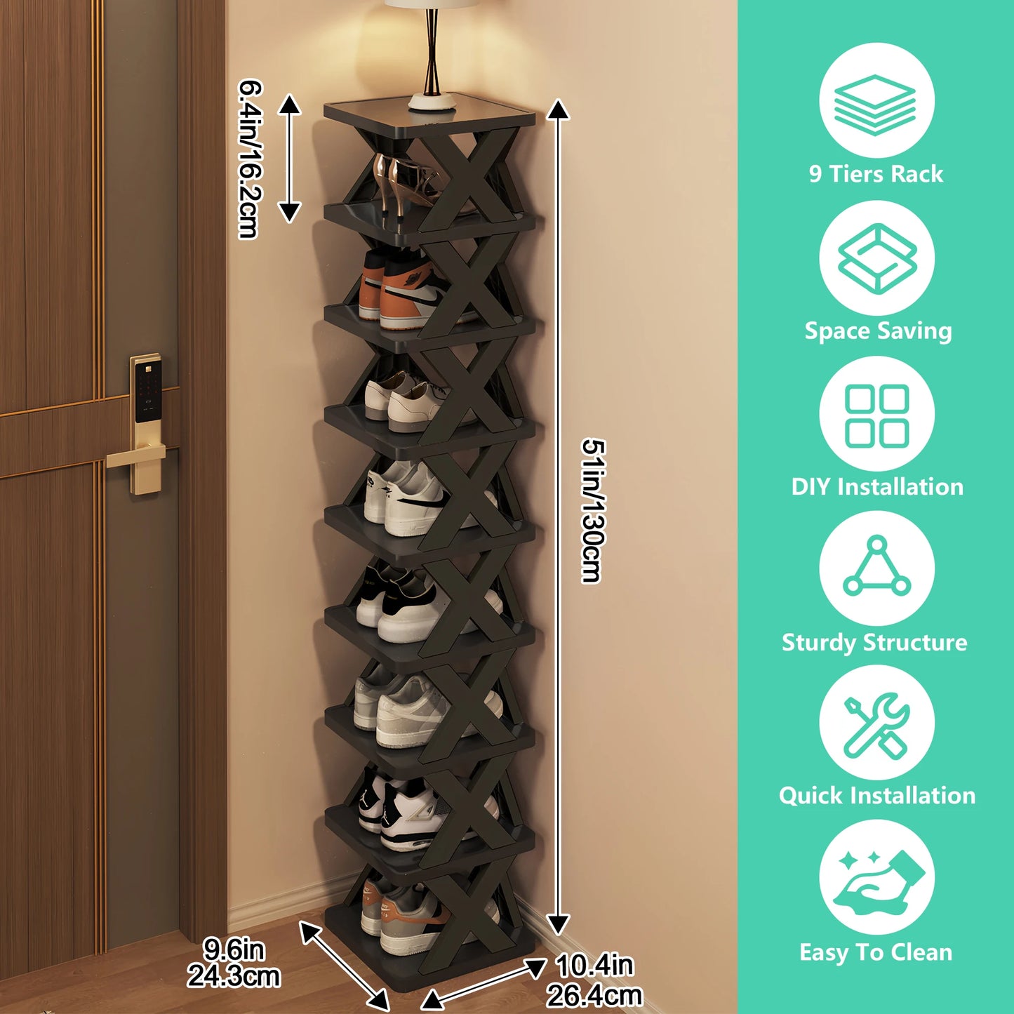 Foldable Multi-Layer Shoe Cabinet for Home, Narrow Entryway Space-Saving Shelf