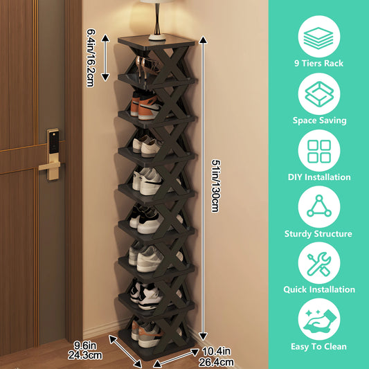 Foldable Multi-Layer Shoe Cabinet for Home, Narrow Entryway Space-Saving Shelf