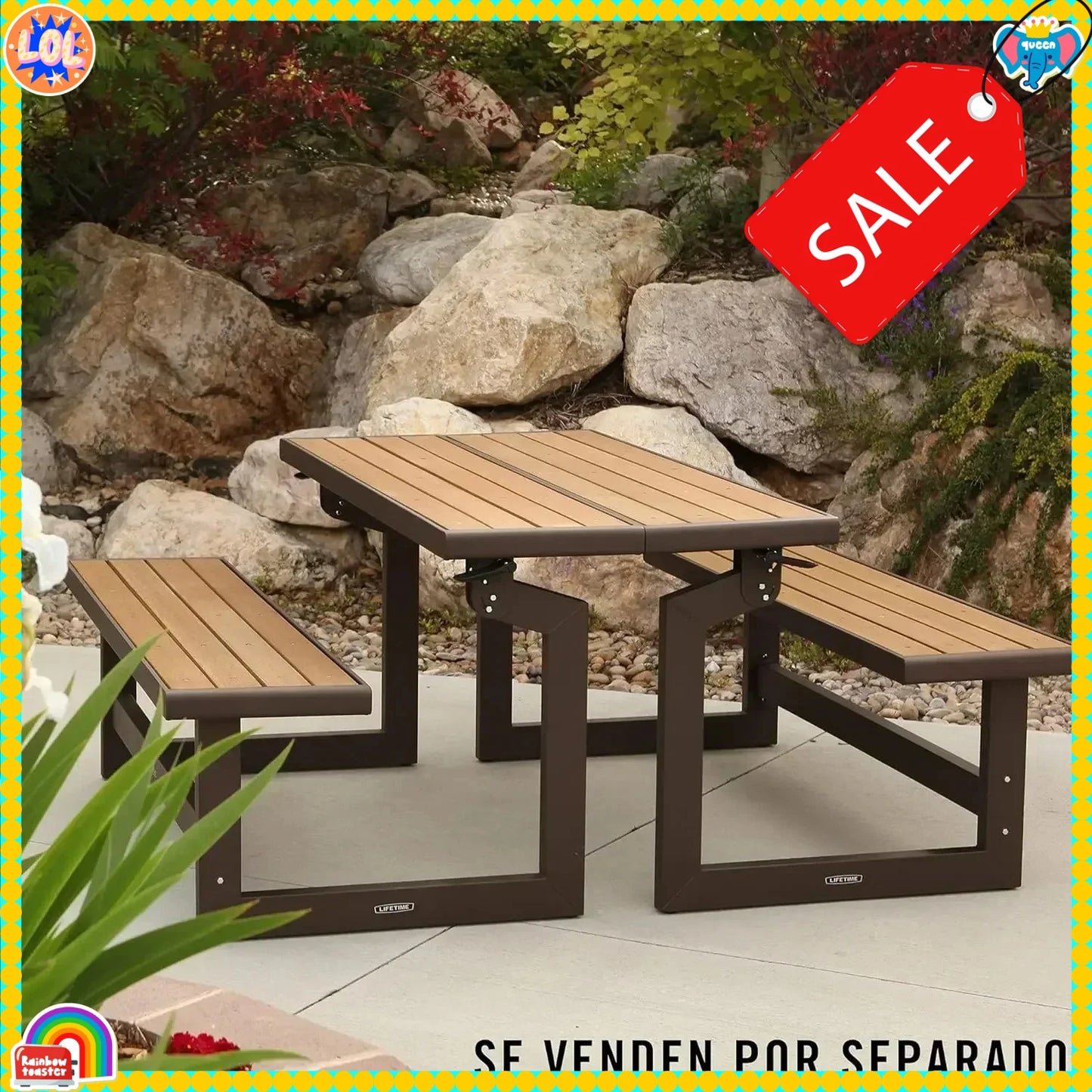 Bestseller60054 Convertible Bench / Table, Faux Wood Construction, BrownTime limitLimited time