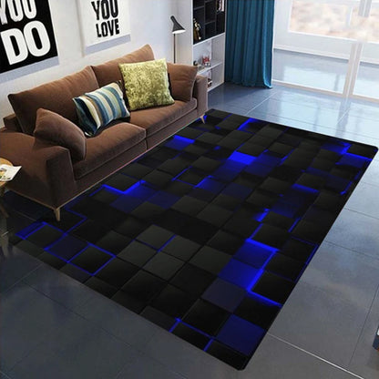 Artistic Neon Geometric Pattern Rug Colorful Retro Style NonSlip Soft Carpet With Diverse Shapes Designs For Living Room