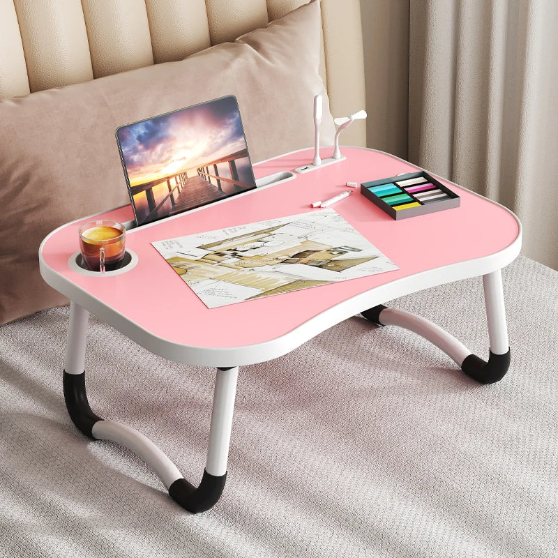 laptop , bedside breakfast table with cup holder and side draw