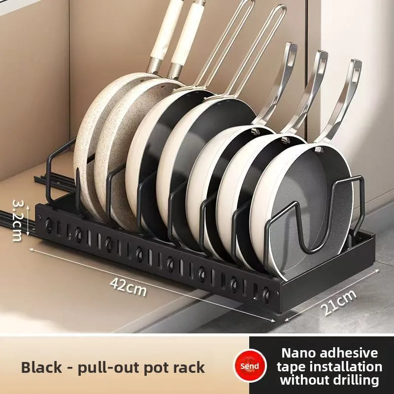Kitchen Multifunctional Organizer Pull Out for Pots/Pans Sliding Lid Holder Spice Rack & Dish Drying Racks Drawer Organizer