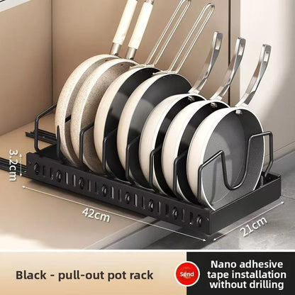 Kitchen Multifunctional Organizer Pull Out for Pots/Pans Sliding Lid Holder Spice Rack & Dish Drying Racks Drawer Organizer