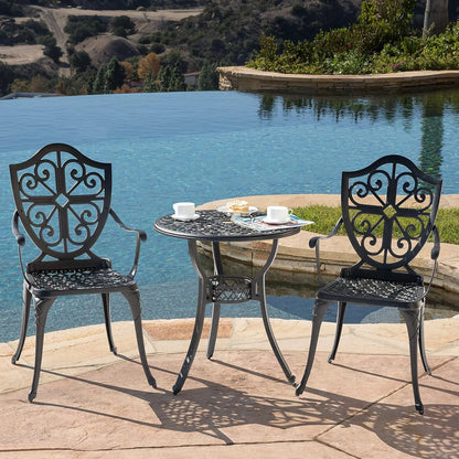 Bistro Set 3 Piece Outdoor All Weather Cast Aluminum Patio Bistro Set Patio Table and Chairs Set of 2 with Umbrella, Customized