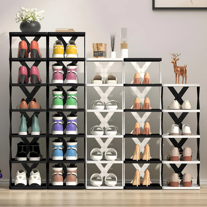 Foldable Multi-Layer Shoe Cabinet for Home, Narrow Entryway Space-Saving Shelf