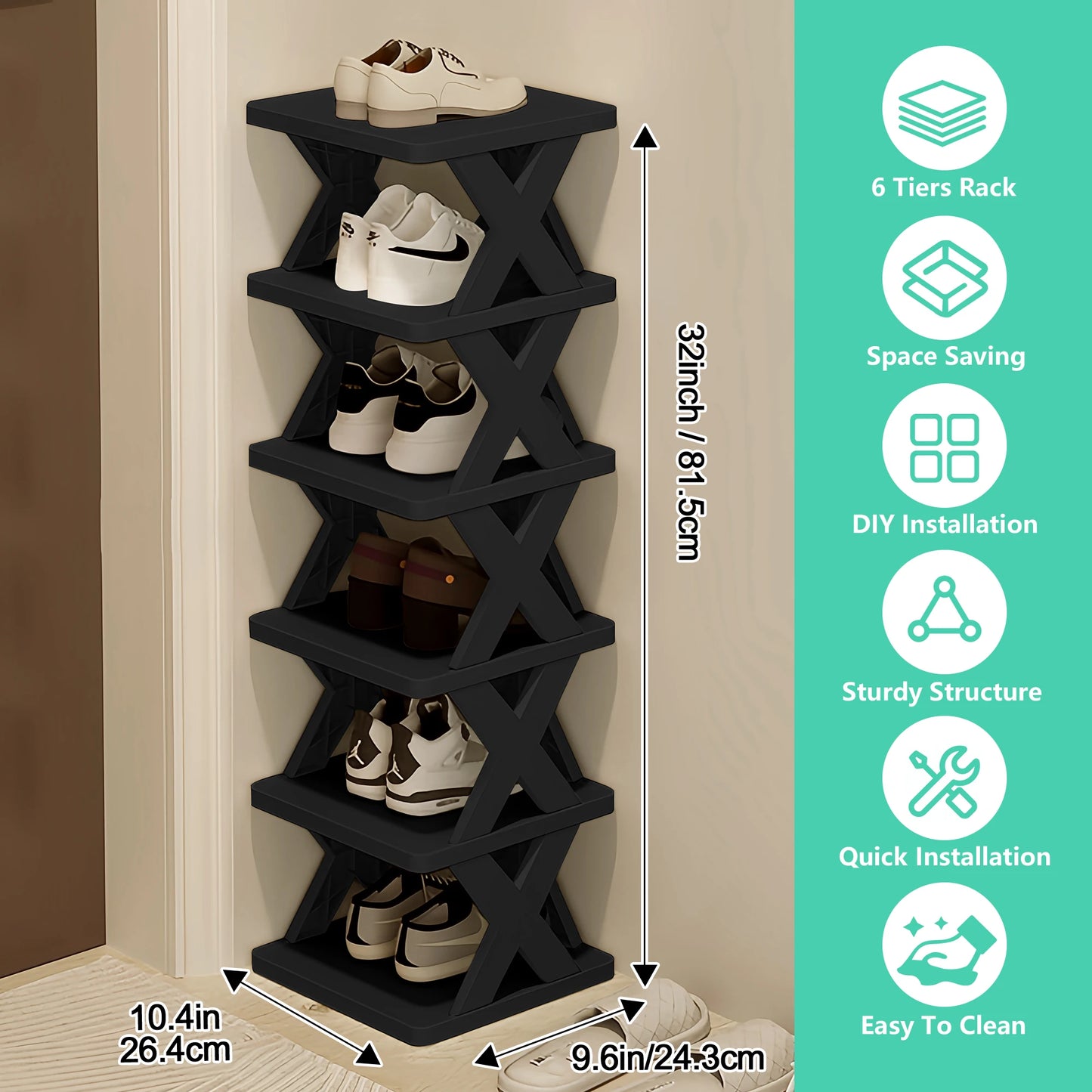 Foldable Multi-Layer Shoe Cabinet for Home, Narrow Entryway Space-Saving Shelf